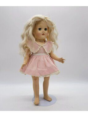 Ideal Toni P90 Platinum Blonde HP Doll With Pink Dress & Lace Details 14"